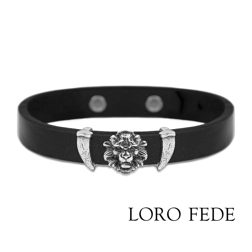 Сет - медальоны LORO FEDE Храбрость, серебро 925 и браслет из натуральной кожи