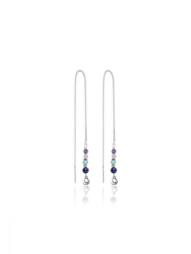  Amorem Серьги-протяжки Multi Blue из серебра 925 пробы