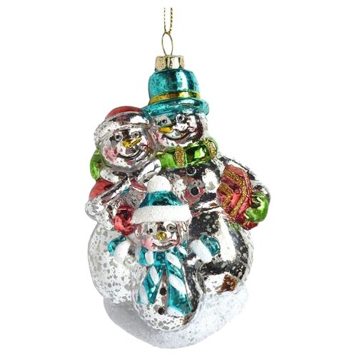 Елочная игрушка Новогодняя Сказка Снеговики 972882, серебристый, 11 см