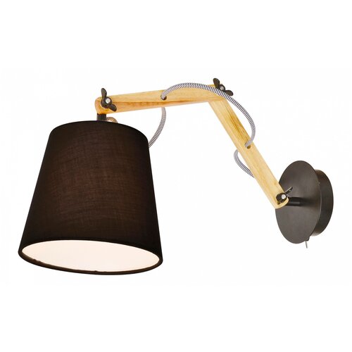 Бра Arte Lamp Pinocchio A5700AP-1BK, E14, 40 Вт, кол-во ламп: 1 шт., цвет арматуры: коричневый, цвет плафона: черный