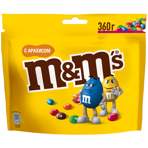  Драже M&M's Peanut в шоколадной глазури, с арахисом, 360 г