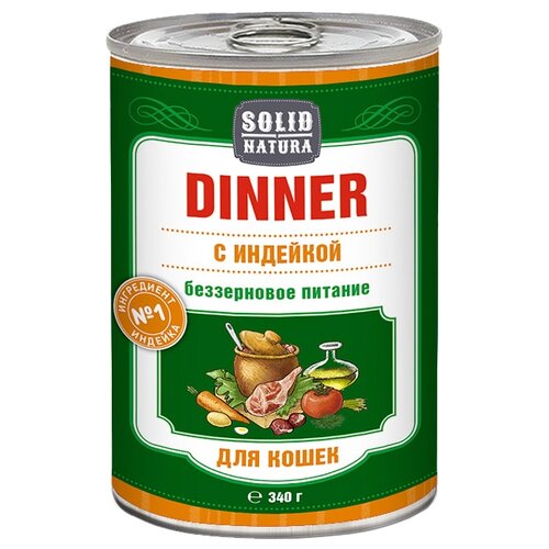 Корма для кошек  Беру Влажный корм для кошек Solid Natura Dinner, беззерновой, с индейкой 340 г