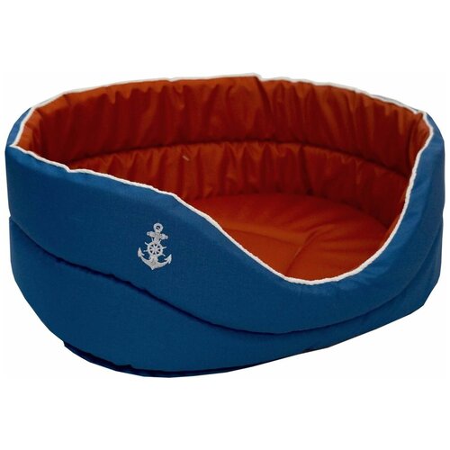 Лежак для собак и кошек ZOOexpress Морская №3 49х33х17 см синий/красный