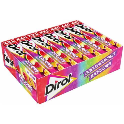 Жевательная резинка Dirol Cadbury Colors XXL без сахара ассорти фруктовых вкусов 18 шт