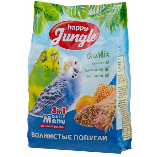 Happy Jungle Корм Daily Menu для волнистых попугаев, 500 г