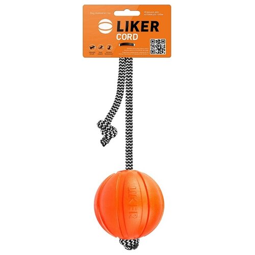   Беру Мячик для собак LIKER Мячик Лайкер Корд на шнуре (6297) оранжевый