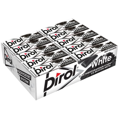 Жевательная резинка Dirol Cadbury White с активированным углем со вкусом мяты, 30 шт*13.6 г