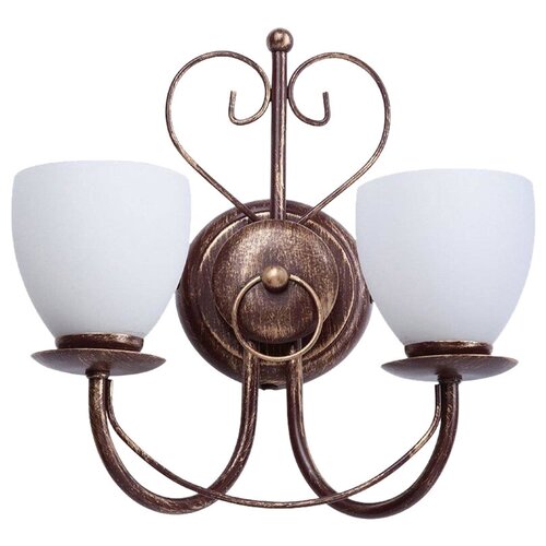 Настенный светильник Vitaluce V1369/2A, E14, 120 Вт, кол-во ламп: 2 шт., цвет арматуры: бронзовый, цвет плафона: белый