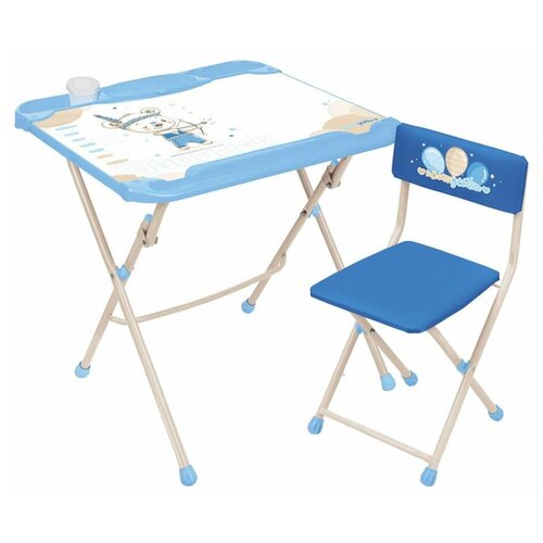 Парты и столы  Беру Комплект Nika стол + стул Нашидетки (КНД5/1) с охотником 60x45 см голубой