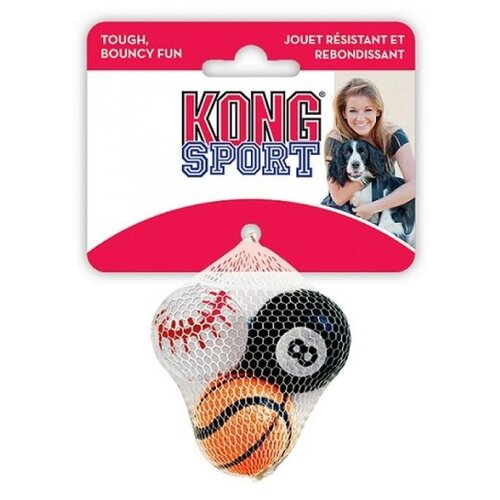  Kong игрушка для собак air sport теннисный мяч очень маленький (в упаковке 3 шт.) 4 см без пищалки, abs5e (2 шт)