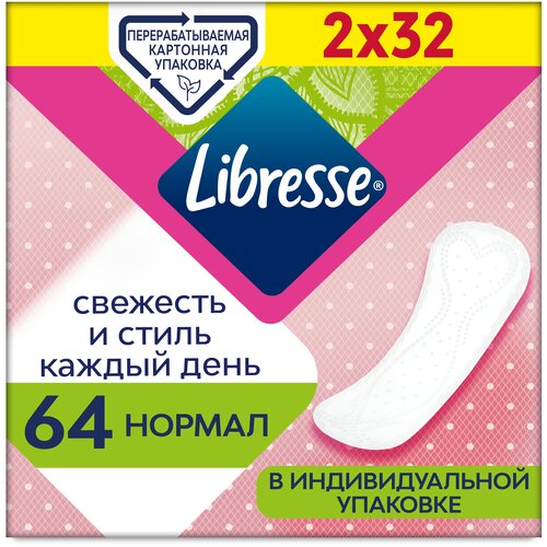 Прокладки и тампоны Libresse прокладки ежедневные DailyFresh Normal, 64 шт.