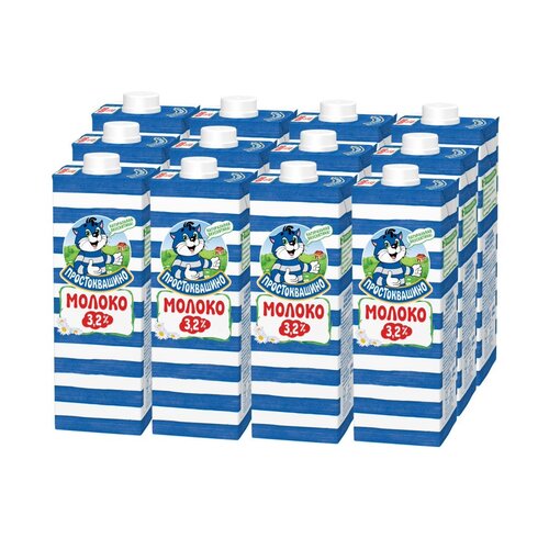  Молоко Простоквашино ультрапастеризованное 3.2%, 12 шт. по 0.95 л