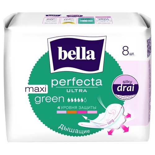 Прокладки и тампоны  Беру Bella прокладки Perfecta ultra maxi green, 5 капель, 8 шт.