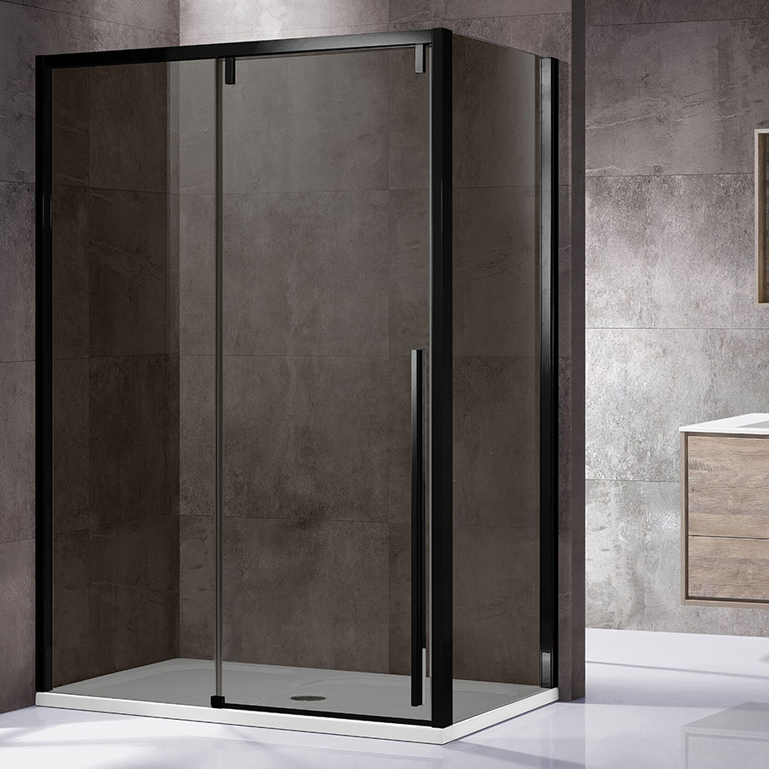 Душевой уголок Vincea Lugano VSR-1L9012CGB-1 черный, стекло тонированное