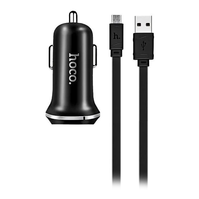   Каркам Автомобильное зарядное устройство Hoco Z1i АЗУ 2USB 2.1A для Lightning 8-pin Черный (iPhone)