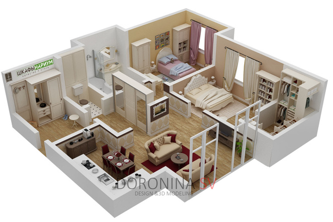 Интерьер и экстерьер 3Д визуализация плана квартиры или дома