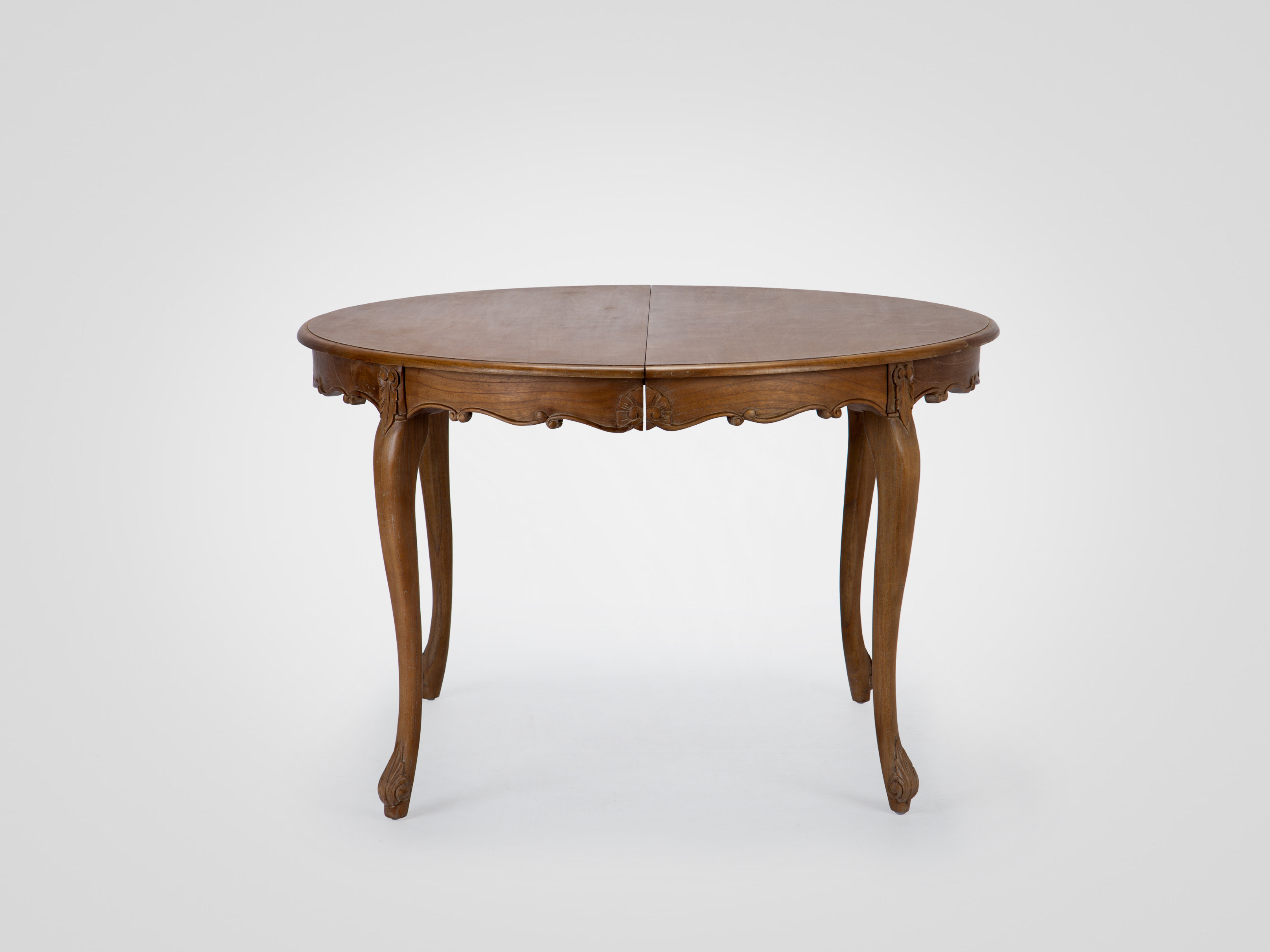 Обеденные столы Обеденный круглый раздвижной стол из дерева минди с резьбой ручной работы