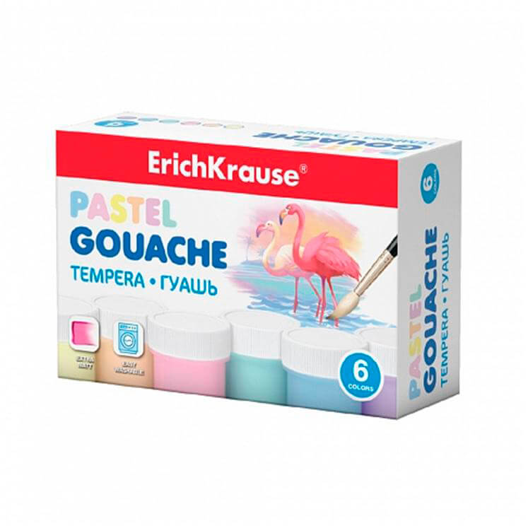 Гуашь 6цв Erich Krause пастель 19014