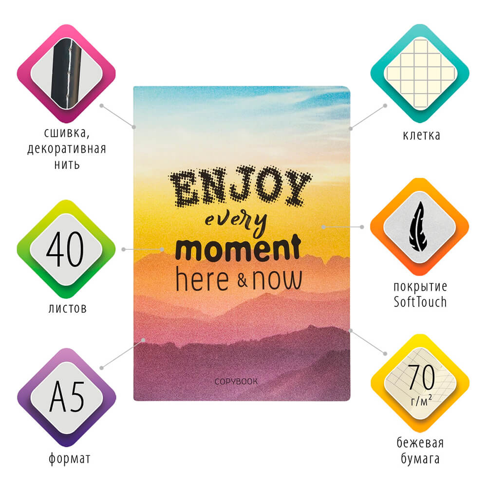  Тетрадь 40л клетка Brauberg энджой момент a5 403766