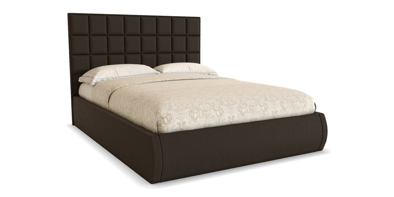   HomeMe Мягкая кровать 200х160 Квадро с подъемным механизмом (темно-коричневый)