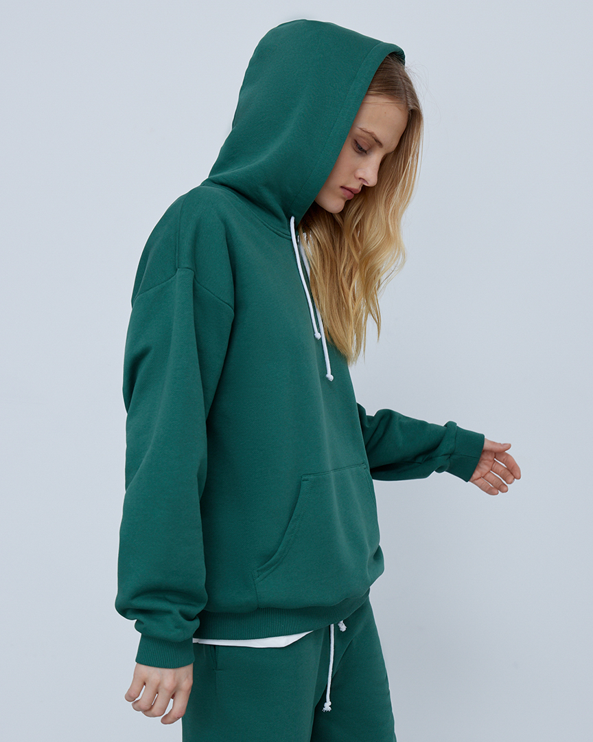 Хлопковая толстовка с капюшоном Relaxed fit, зеленый