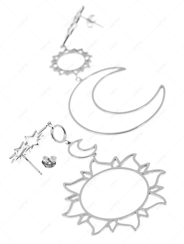 Sun Moon Hollow Dangle Earrings