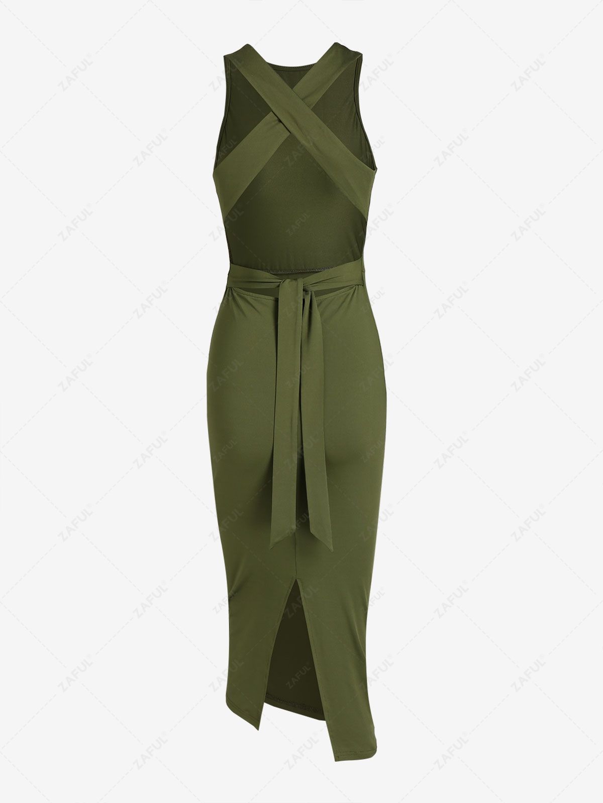 ZAFUL Criss Cross Open Back Slit Tank Dress