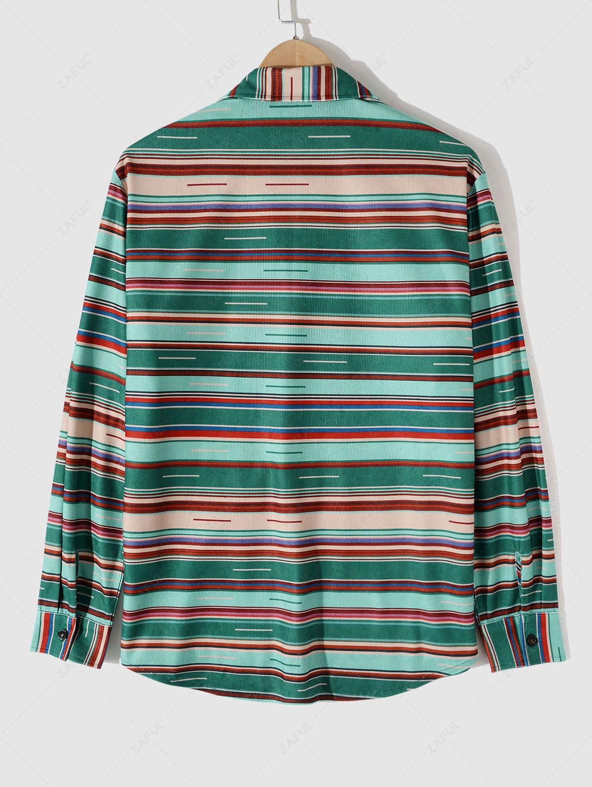 Flap Pockets Stripes Cargo Shirt