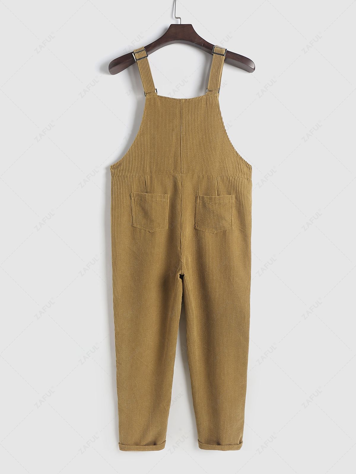 ZAFUL Multi-pockets Solid Color Corduroy Overalls
