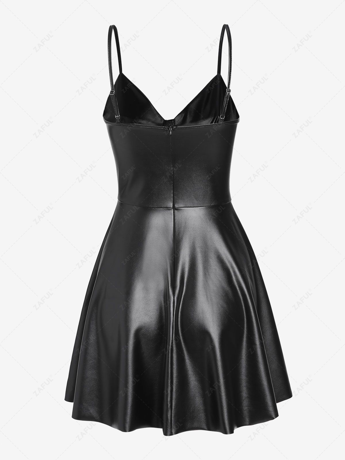 ZAFUL Drop Waist PU Leather Corset-style Cami Mini Dress