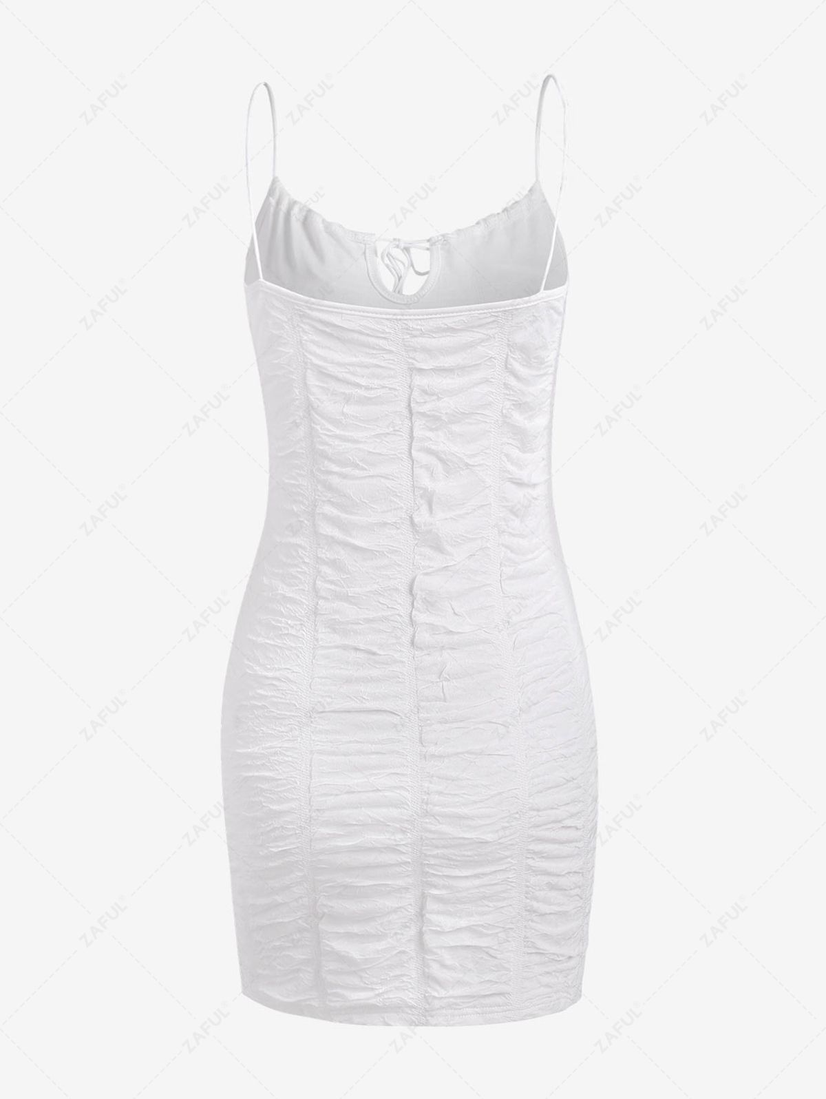 Mini Dresses  Zaful Wrinkled Tie Collar Cami Slinky Dress