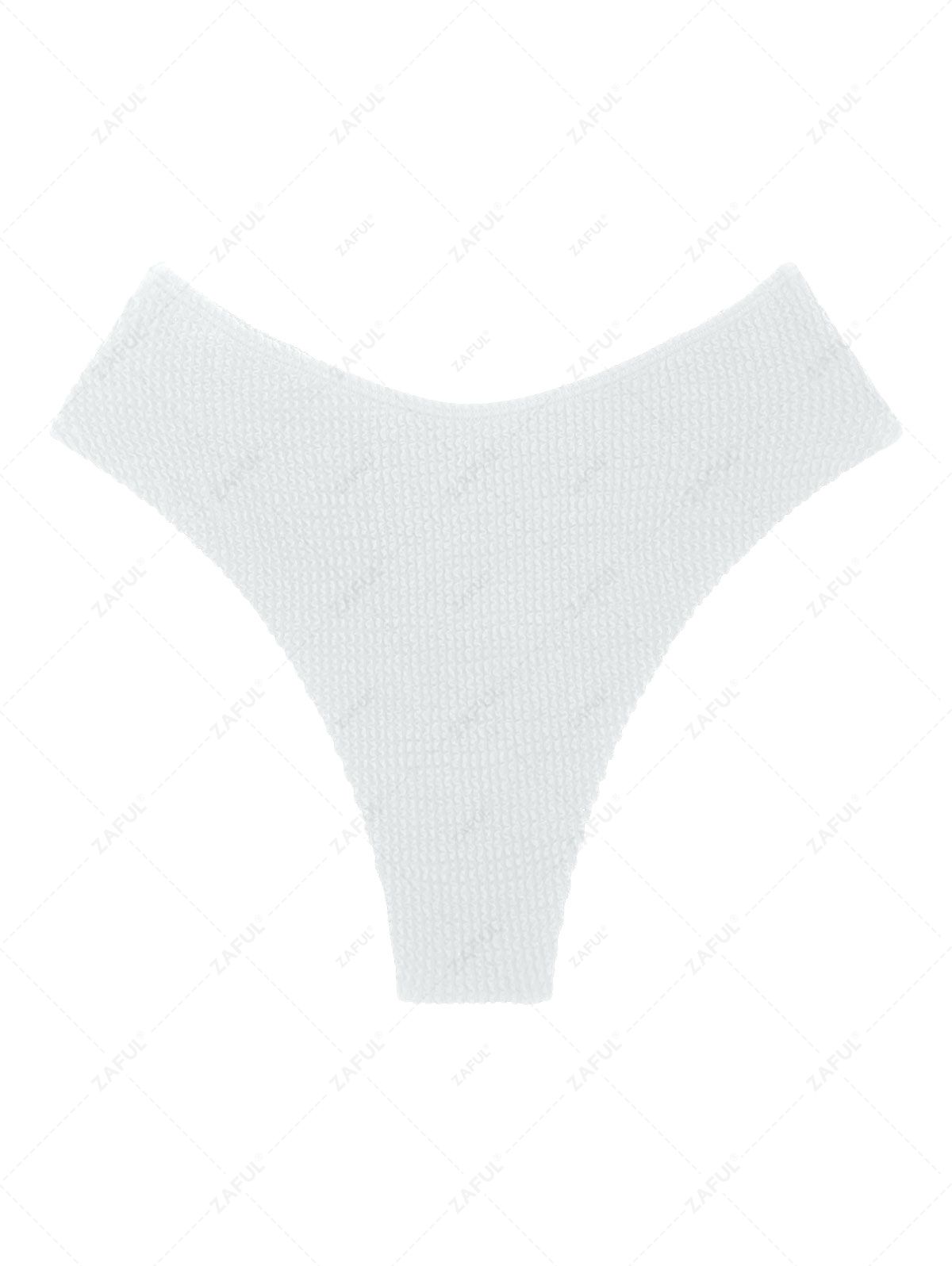 ZAFUL High Waisted Crossover Crinkle Textured Bikini Bottom