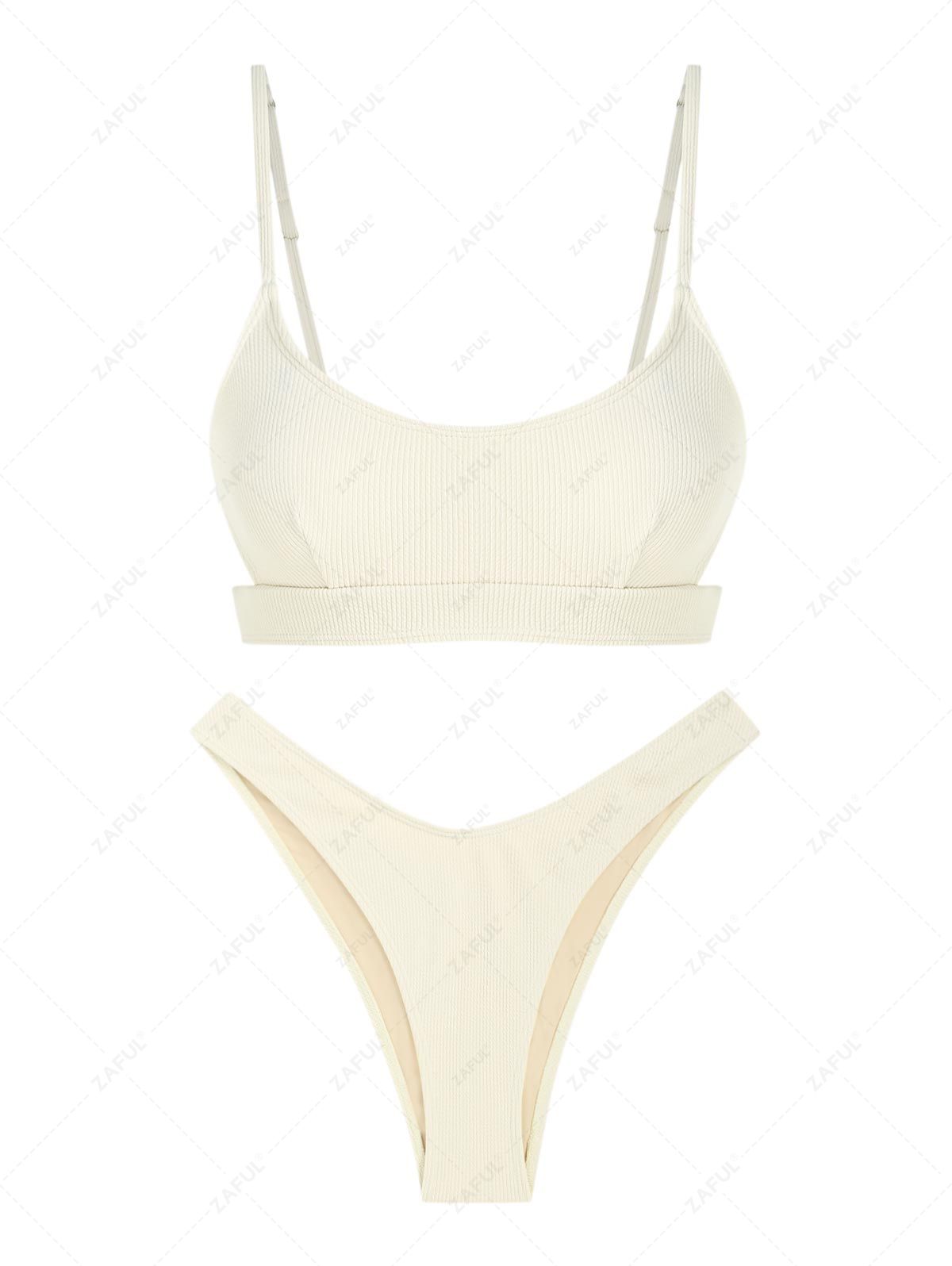 ZAFUL Ribbed Textured Cut Out High Cut Bikini Swimwear
