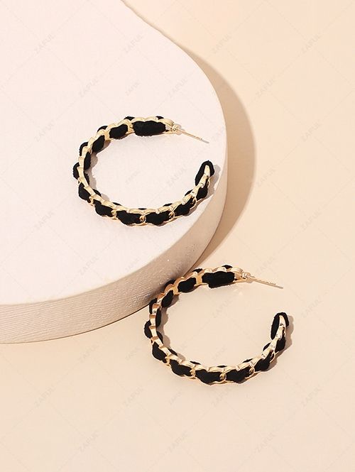 Velour Chain Hoop Earrings