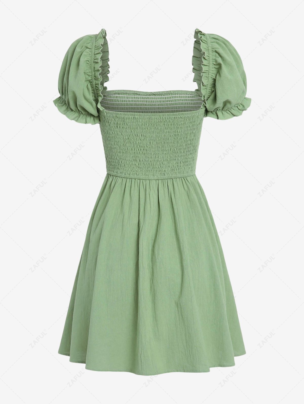 Mini Dresses ZAFUL Puff Sleeve Smocked Mini Dress