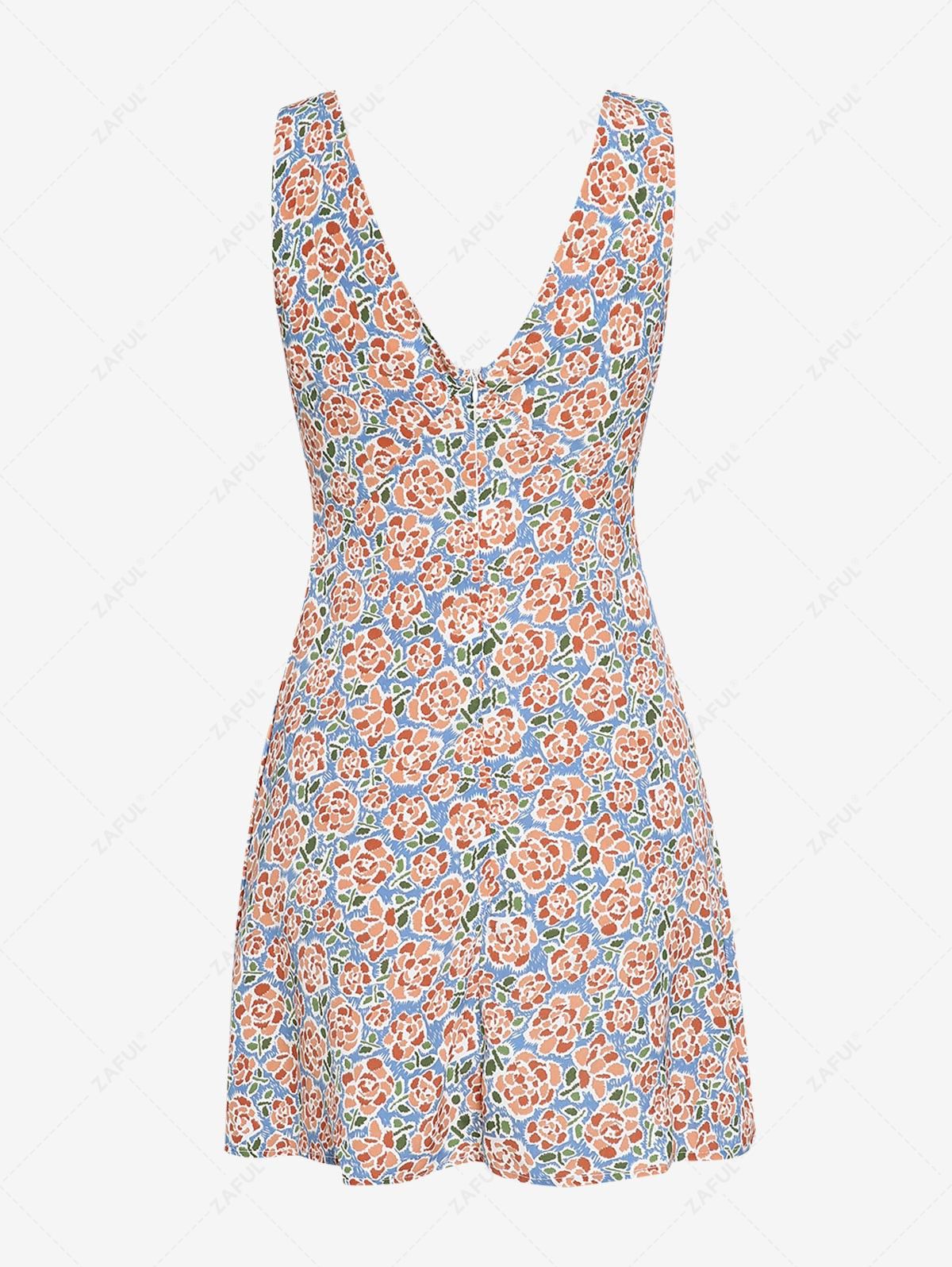 Mini Dresses ZAFUL Flower Print Surplice Mini Dress