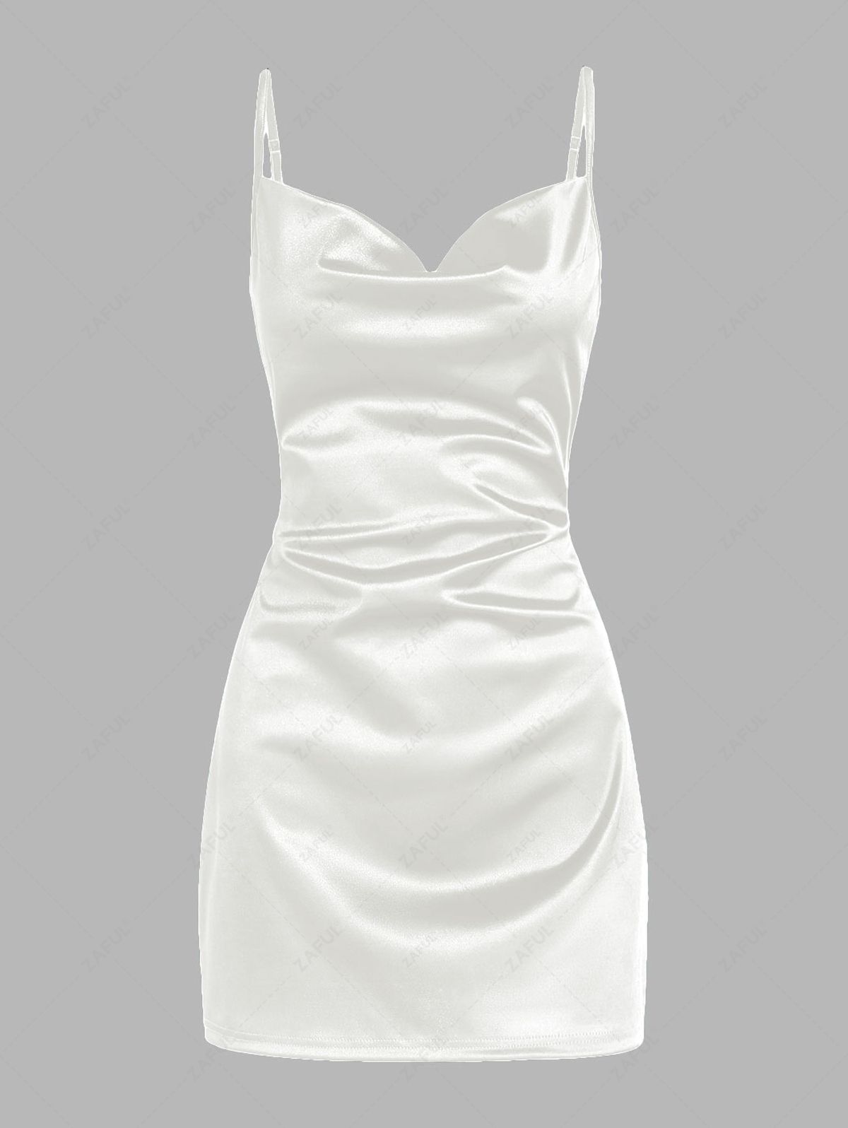 Mini Dresses 90s Women Sheeny Draped Summer Party Wedding Guest Homecoming Slip Sleeveless Satin Sexy A-Line Fitted Waist Cocktail Dress