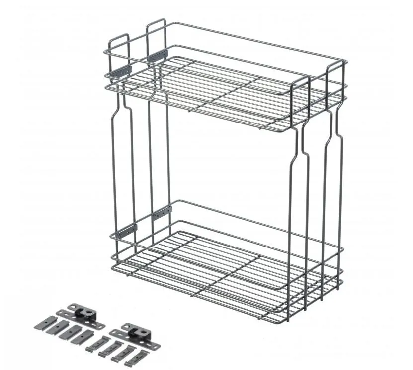 Многоуровневые корзины Двухуровневая боковая корзина в модуль 300 мм, без направляющих, с крепежом, антрацит