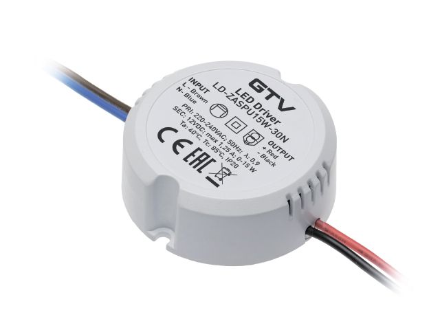 Блок питания для светодиодов 220/12V 15W, IP20, размер 55*22 мм