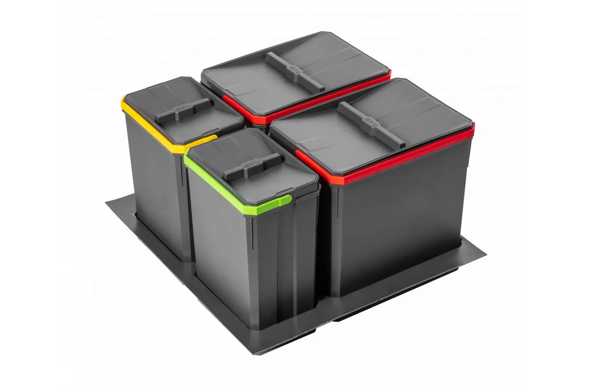 Сегрегаторы для мусора Комплект ведер AxiSpace для модуля 600 мм (2x15L+2x7L) антрацит