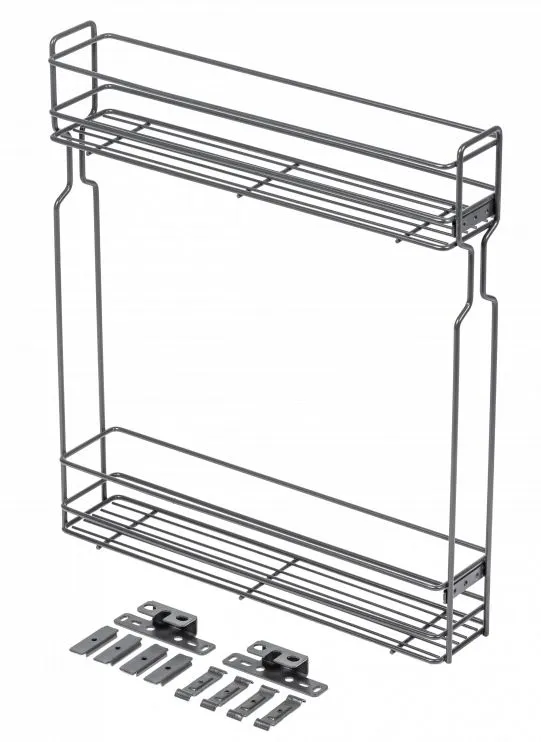 Многоуровневые корзины Двухуровневая боковая корзина в модуль 150 мм, без направляющих, с крепежом, антрацит