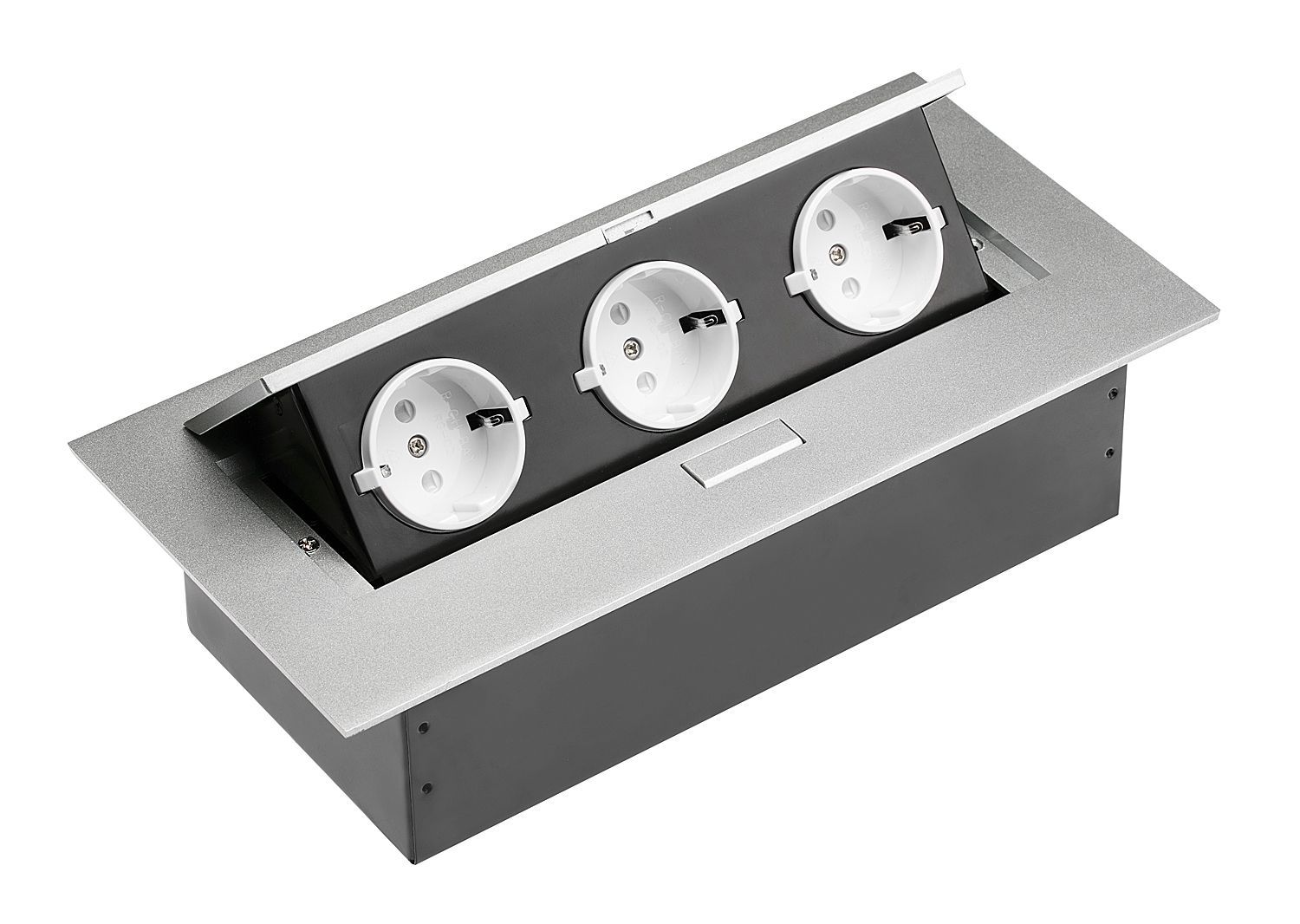 Блок розеток прямоугольный врезной 3 розетки AE-PB03GS-53 (Schuko) без провода