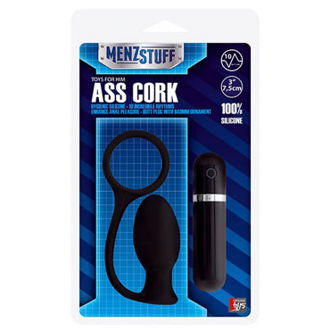 Анальные втулки  Condom-Shop Menzstuff Ass Cork Small, черная Анальная втулка с вибрацией
