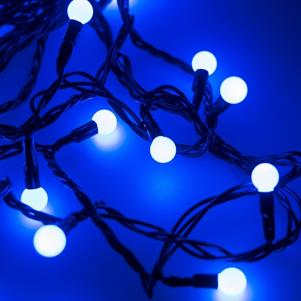 Светодиодная гирлянда ARD-BALL-CLASSIC-D13-5000-BLACK-50LED BLUE (230V, 3.5W) (Ardecoled, IP65) 025564