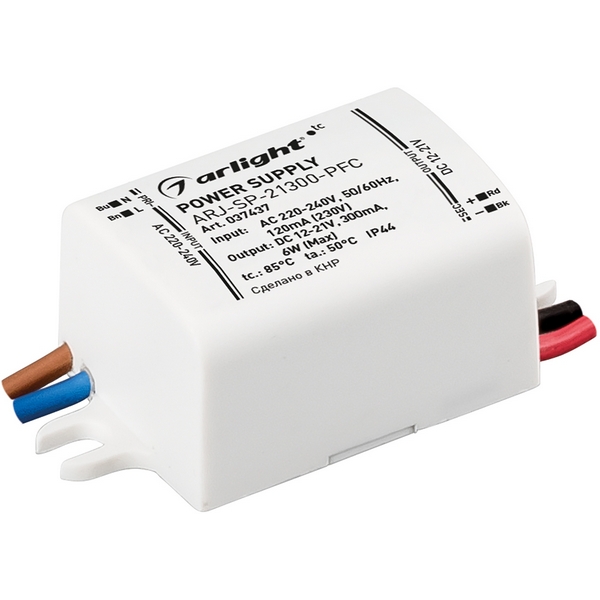 Блок питания ARJ-SP-21300-PFC (6W, 12-21V, 300mA) (Arlight, IP44 Пластик) 037437