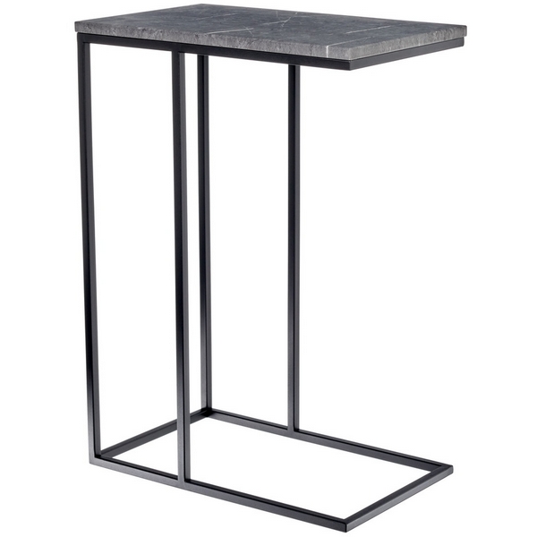 Придиванный столик 50x30см, серый мрамор с чёрными ножками Bradex Home Loft RF 0357 (прямоугольная столешница)