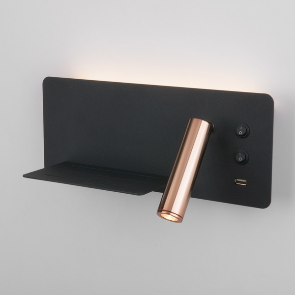 Бра светодиодное для чтения с USB-портом и выключателем MRL Elektrostandard Fant LED 1113 чёрный/золото a053083