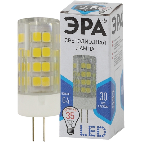 Лампочка светодиодная G4 3,5W ЭРА LED JC-3,5W-220V-CER-840-G4