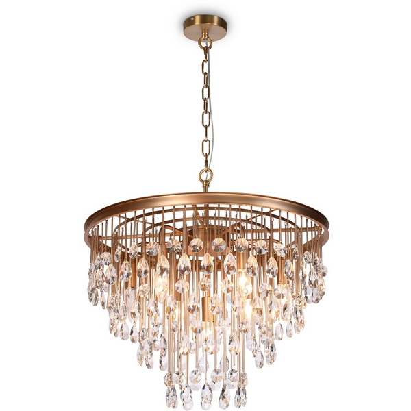 Подвесная каскадная люстра хрустальная Maytoni Linn MOD091PL-07G с подвесками