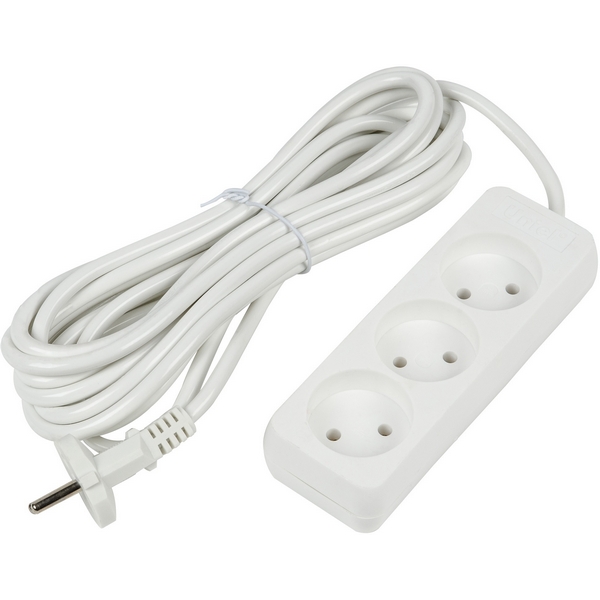 Удлинитель шнур 5м., 3 гнезда, 10A, б/з. белый Uniel Ultra S-CU3-5 WHITE